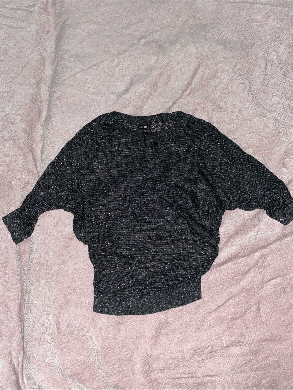 Express Black Metallic Scoop Neck Sweater